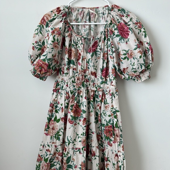 ANTHROPOLOGIE The Somerset Puff Sleeve Edition Floral Rose Printed Dress Size: S - Picture 5 of 12